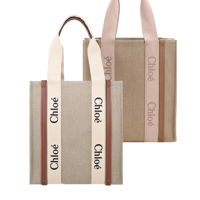 Chloe’ 蔻依 Woody tote bag 新款帆布直立托特包(任選)