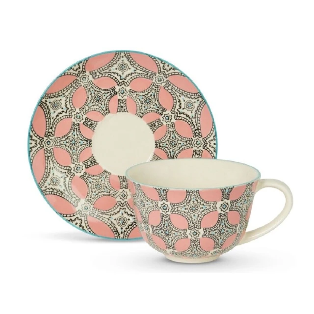 T2 Tea T2夢幻般的扇形_杯碟組_粉色(Fantastic Fandangle Cup & Saucer Pink Stamp)