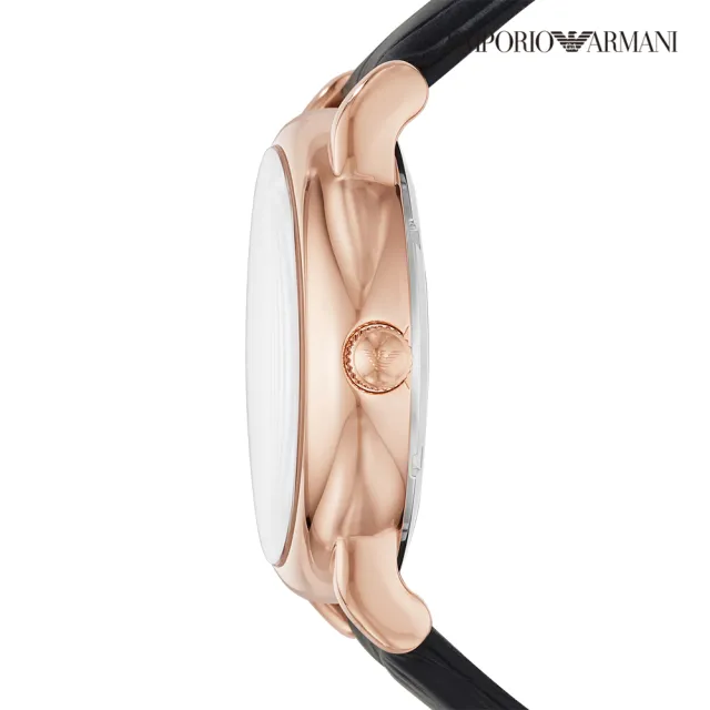 【EMPORIO ARMANI 官方直營】Luigi 質感鏤空機械錶 黑色真皮錶帶 手錶 43MM AR60007(雙11)