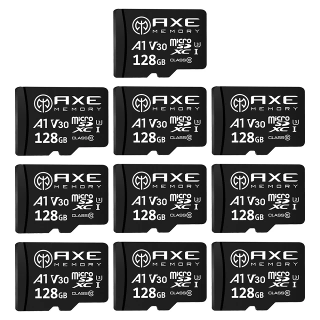 AXE MEMORYAXE MEMORY MicroSDXC 128GB*10入組 A1 V30/ UHS-I U3 4K-附轉卡 記憶卡(台灣製造)