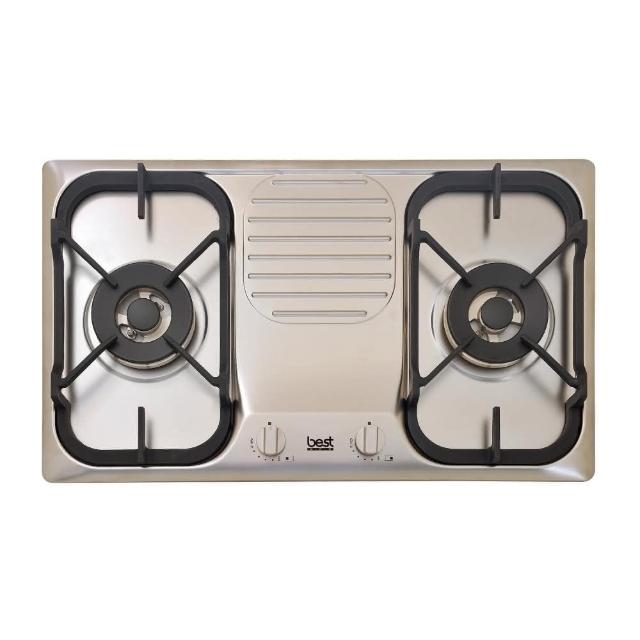 Best貝斯特 GH7055 三口傳統外擴火焰瓦斯爐，採用耐熱強化玻璃爐臺，堅固耐用且易清潔。電子連續點火設計，操作便捷安全。適用天然瓦斯及液化瓦斯，瓦斯消耗量7~8kW，能源效率第四級。機體尺寸780 x 450 x 58 mm，挖孔尺寸720 x 420 mm，使用110V/60Hz電源。保固1年，BSMI許可T31228，專業廚房必備選擇。