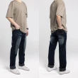 【Last Taiwan Jeans】刷白粗曠 彈力中直筒牛仔褲(黑藍、淺藍)