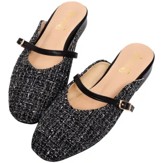 【Ann’S】魔法版型寬楦!友善拇指外翻小香風毛呢穆勒鞋(黑)