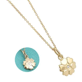 【Tiffany&Co. 蒂芙尼】18K玫瑰金-鑲鑽六瓣愛心幸運草造型墜飾項鍊