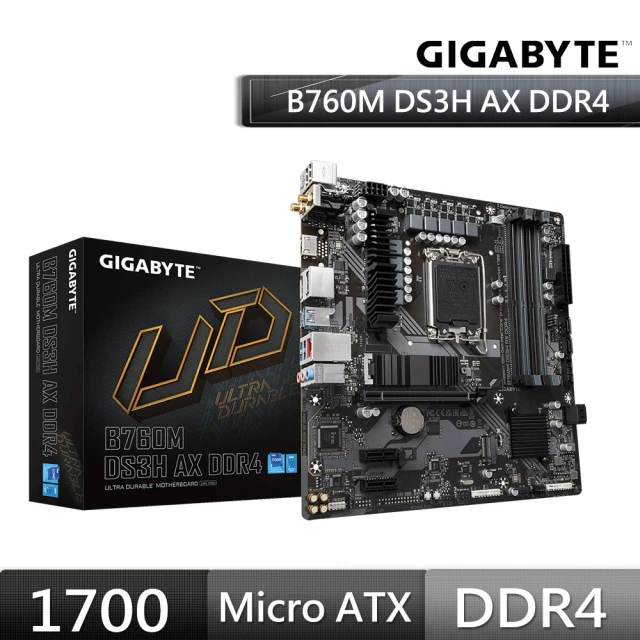 【GIGABYTE 技嘉】B760M DS3H AX DDR4 主機板+Intel 670P 512G M.2 PCI-E 固態硬碟(M+S 組合包)