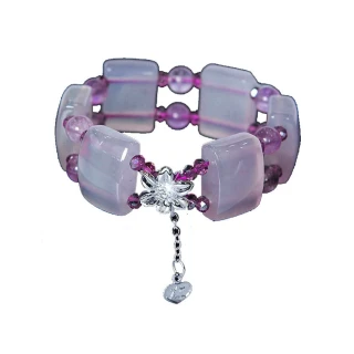 【A1寶石】3A級方鑽型紫玉手鍊同粉水晶功能