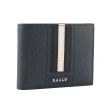 【BALLY】Tevye 防刮皮革黑白條紋對開6卡短夾(藍色)