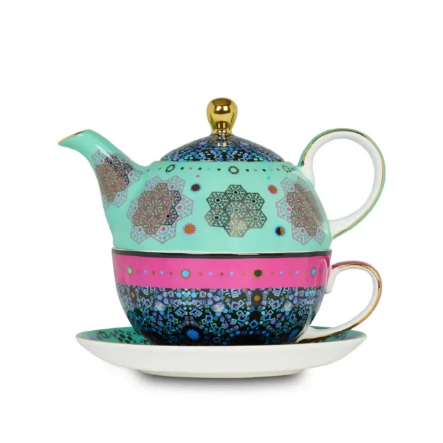 【T2 Tea】T2魔幻摩洛哥系列_單人杯壺套組_水藍色(T2 Moroccan Tealeidoscope_Tea For One_Aqua)