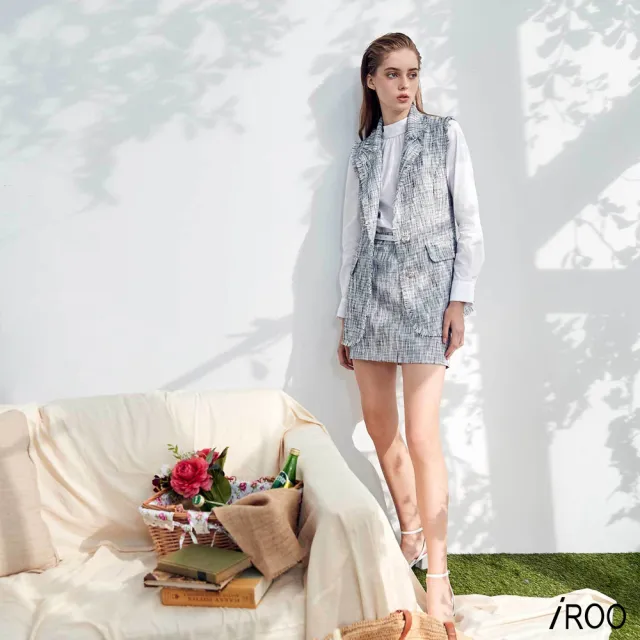【iROO】花紗口袋短裙