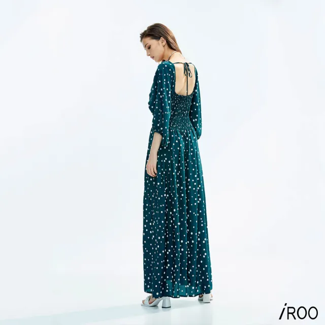 【iROO】俐落腰身印花洋裝