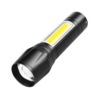 【SYU】便攜LED強光變焦手電筒附側燈 可伸縮變焦(2入)