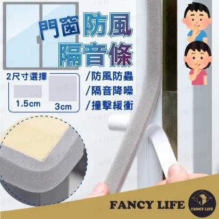 【FANCY LIFE】門窗防風隔音條-寬1.5cm(門窗密封條 門窗隔音條 門縫條 門窗隔音棉 防撞條 隔音棉)