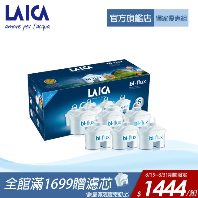 【LAICA 萊卡】義大利原裝進口 bi-flux高效雙流濾芯(1年份濾芯組合 共6入)