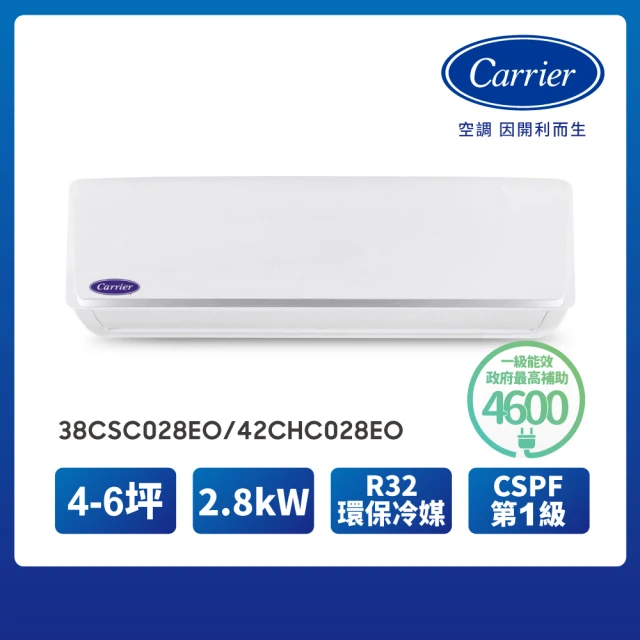 Carrier 開利 6-8坪R32一級變頻冷暖分離式空調(
