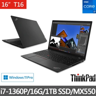 ThinkPad 聯想ThinkPad 聯想 微軟M365組★16吋i7商用輕薄筆電(T16/i7-1360P/16G/1TB SSD/MX550/W11P)