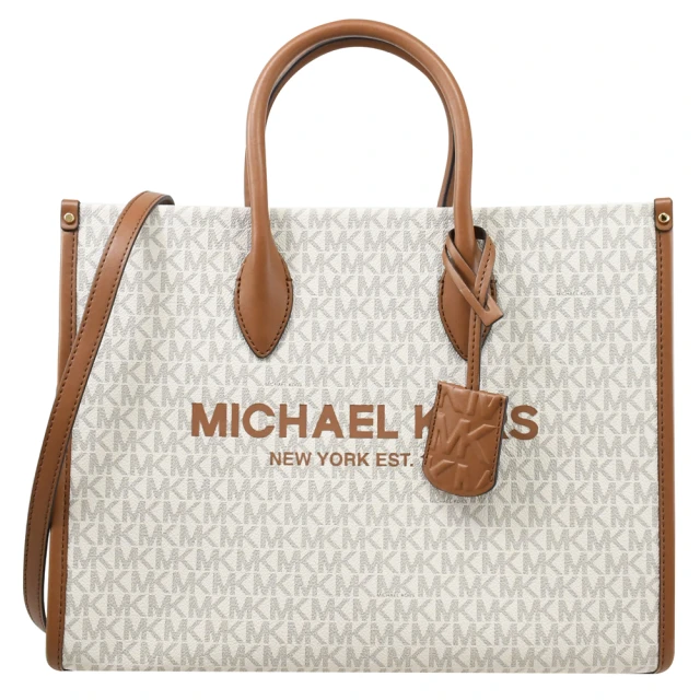 Michael Kors MIRELLA 經典MK印花拼接手提商務包兩用包托特包(全新福利品)