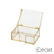 【Eclat】極致奢華金屬黃銅玻璃名片盒/名片架/名片座(飾品收納 桌上收納盒 金屬名片架 名片收納)