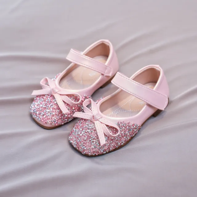 【Arbea】韓版水鑽軟底女童淺口公主鞋演出舞鞋女孩皮鞋(女童款)