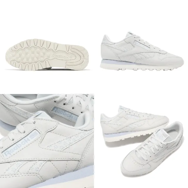 【REEBOK】休閒鞋 Classic Leather 女鞋 白 藍 皮革 低筒 復古 小白鞋(100074372)