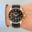 【CITIZEN 星辰】WANgT AN8196-55E 三眼計時 黑面金框 不鏽鋼石英腕錶 42mm(商務時尚)