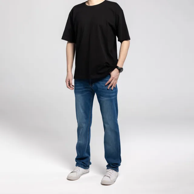【Last Taiwan Jeans】春夏舒適 彈力中直筒牛仔褲(深藍、中藍)