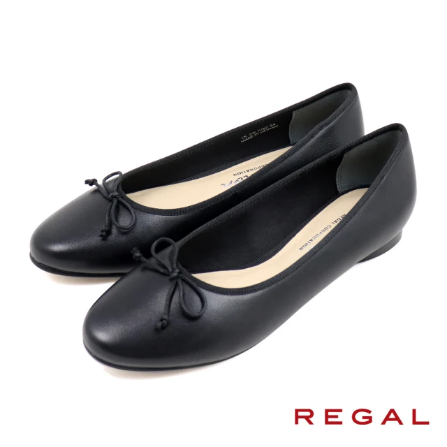 REGALREGAL 經典小羊皮細繩綁帶造型低跟鞋 黑色(P782-BL)