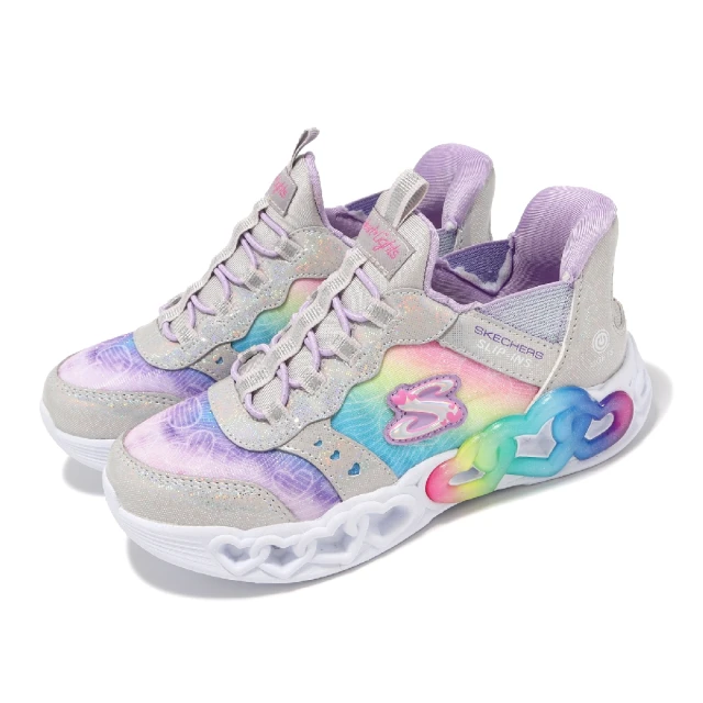 SKECHERS 兒童燈鞋 S Lights-Infinite Heart Lights 中童 銀 小朋友 發光 閃燈(303755-LSMLT)