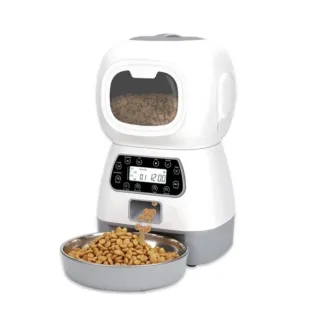 【Petvibe寵趣生活】機器人寵物自動餵食器3.5L(按鍵版餵食器/定時定量/智能餵食機/飼料凍乾餵食/貓碗/狗碗)