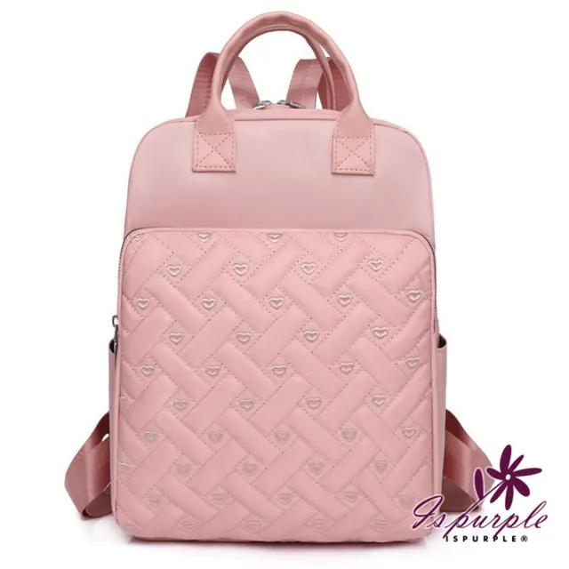 【iSPurple】雙11 愛心刺繡*菱格大容量旅行後背包(顏色可選)