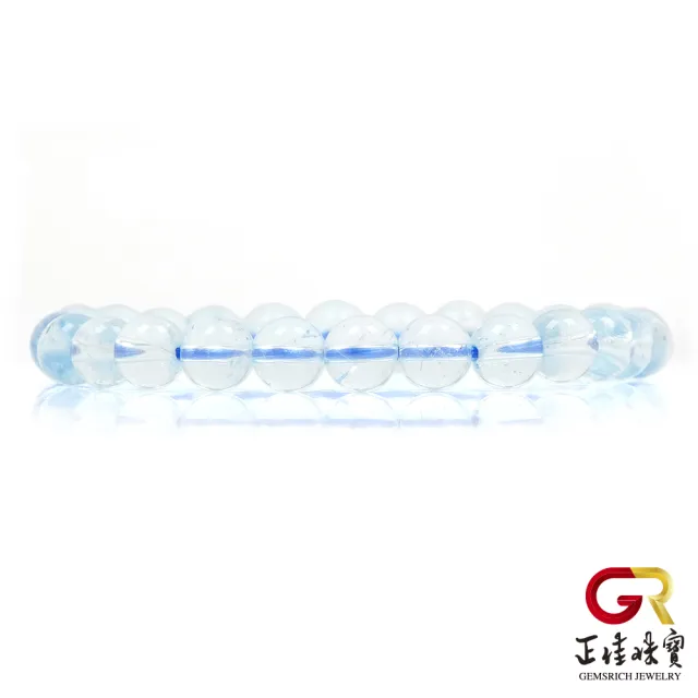 【正佳珠寶】托帕石 頂級天空藍 6.8-7.3mm 托帕石手珠｜日本彈力繩