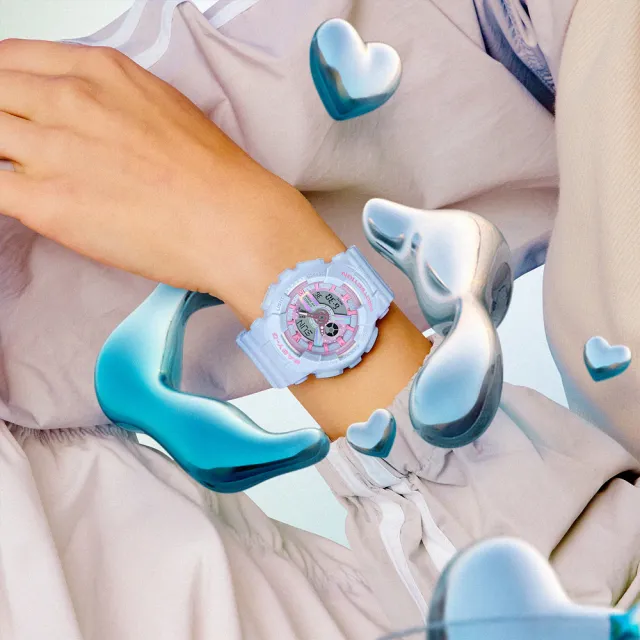 【CASIO 卡西歐】BABY-G 未來風設計 夢幻色彩雙顯腕錶 母親節 禮物(BA-110FH-2A)