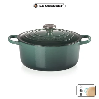 【Le Creuset】典藏琺瑯鑄鐵鍋圓鍋 26cm(綠光森林-鋼頭)