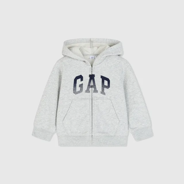【GAP】男幼童裝 Logo連帽外套-灰色(429225)