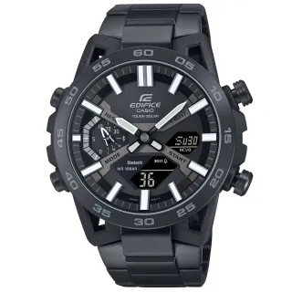 【CASIO 卡西歐】EDIFICE 藍牙連線 懸吊設計 賽車雙顯太陽能腕錶 母親節 禮物 推薦(ECB-2000DC-1B)