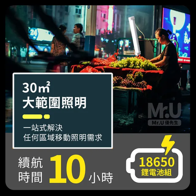 【Mr.U 優先生】電力升級 LED充電燈管 行動燈管(USB充電 露營燈 擺攤燈 擺攤燈管 LED 燈條 LED 燈管)