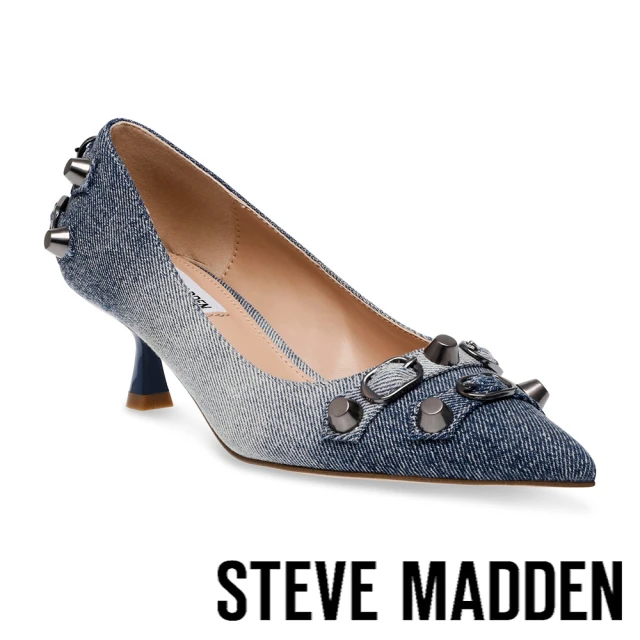 STEVE MADDEN KENLEE 鉚釘牛仔尖頭低跟鞋(牛仔藍)