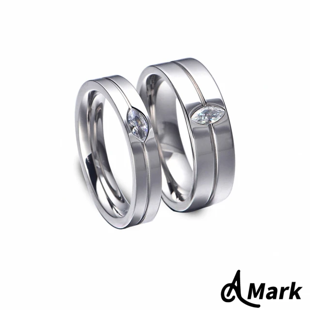 A MARK 鈦鋼戒指 情侶對戒/極簡線條鋯石鑲嵌鈦鋼情侶對