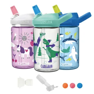 【CAMELBAK】400ml eddy+ 兒童吸管水壺 Tritan Renew 三件組(水瓶*1+防塵蓋*1+咬嘴*1)