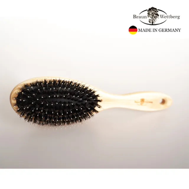 【BRAUN WETTBURG 珀薇】德國製 梣木圓形豚鬃纖維氣墊梳(氣墊梳/梳頭按摩美容/雙11)