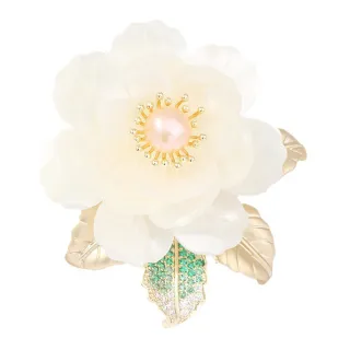 【ANGEL】貝殼牡丹國色天香胸針別針兩用款(金色)