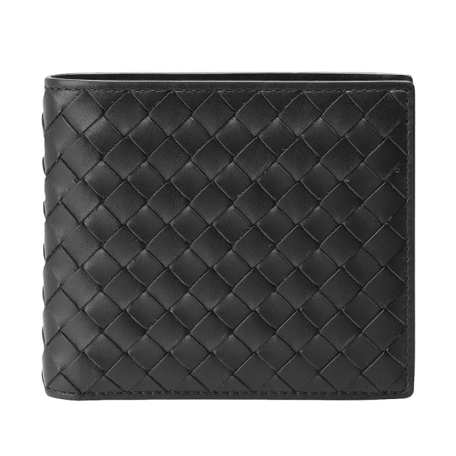【BOTTEGA VENETA 寶緹嘉】經典編織小羊皮零錢袋摺疊短夾(黑193642-V4651-1000)
