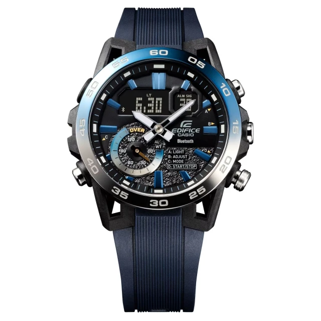 CASIO 卡西歐 EDIFICE 藍牙 碳化鈦鍍膜錶圈 賽車運動錶48mm(ECB-40NP-1A)