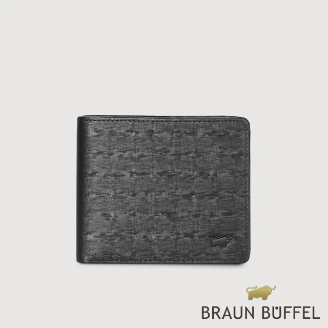 BRAUN BUFFEL 德國小金牛 台灣總代理 羅格-A 4卡零錢袋皮夾-黑色(BF538-315-BK)