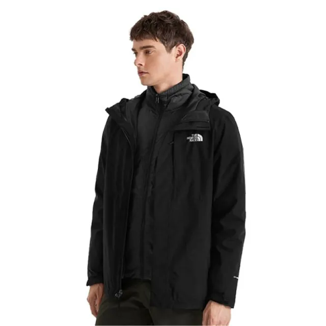 【The North Face】男 3效能 防水透氣防風耐磨連帽二件式外套_亞洲版型/夾克.風雨衣(81RN-JK3 黑)