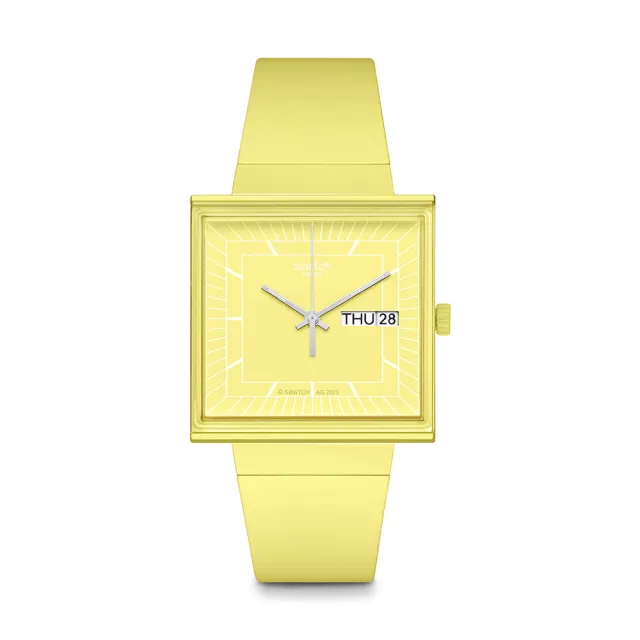 【SWATCH】WHAT IF...LEMON? 經典手錶/方形錶/女錶/瑞士製造 SO34J700(34mm)