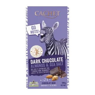 即期品【Cachet】凱薩杏仁海鹽夾心醇黑巧克力(180G 效期20240622)