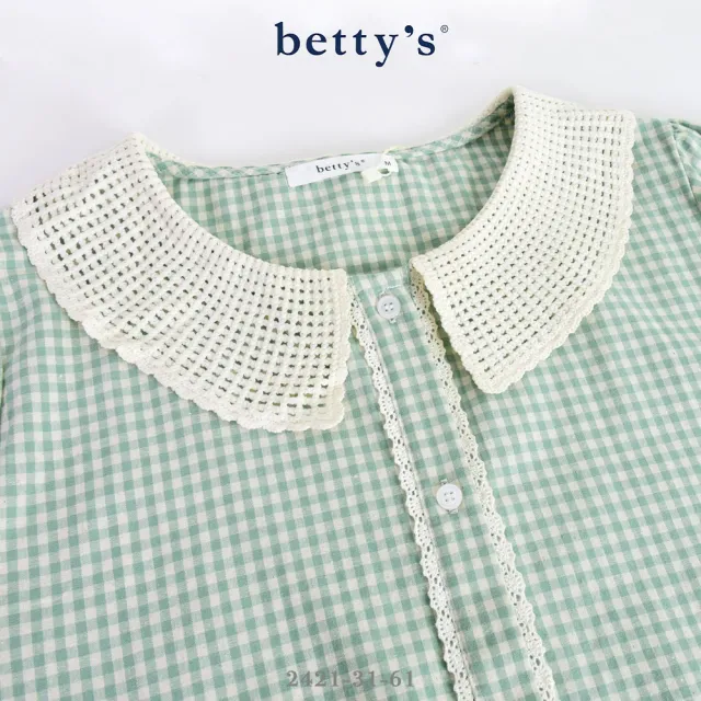 【betty’s 貝蒂思】復古蕾絲翻領格紋短袖襯衫(共二色)