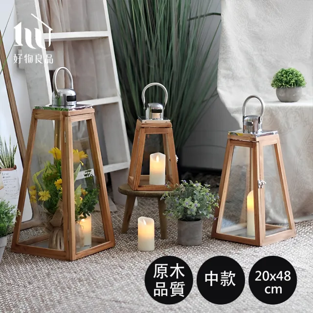 【好物良品】中款_燭台花藝原木玻璃裝飾造景(附LED蠟燭｜原木燈座 園藝裝飾 蠟燭臺 花藝 造景佈置)