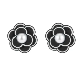 【INES】S925銀針耳環 珍珠耳環/韓國設計S925銀針法式優雅山茶花珍珠造型耳環(2色任選)