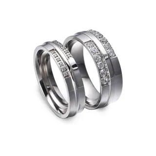 【A MARK】鈦鋼戒指 情侶對戒/極簡閃耀排鑽線條鑲嵌316L鈦鋼情侶對戒 戒指(2款任選)